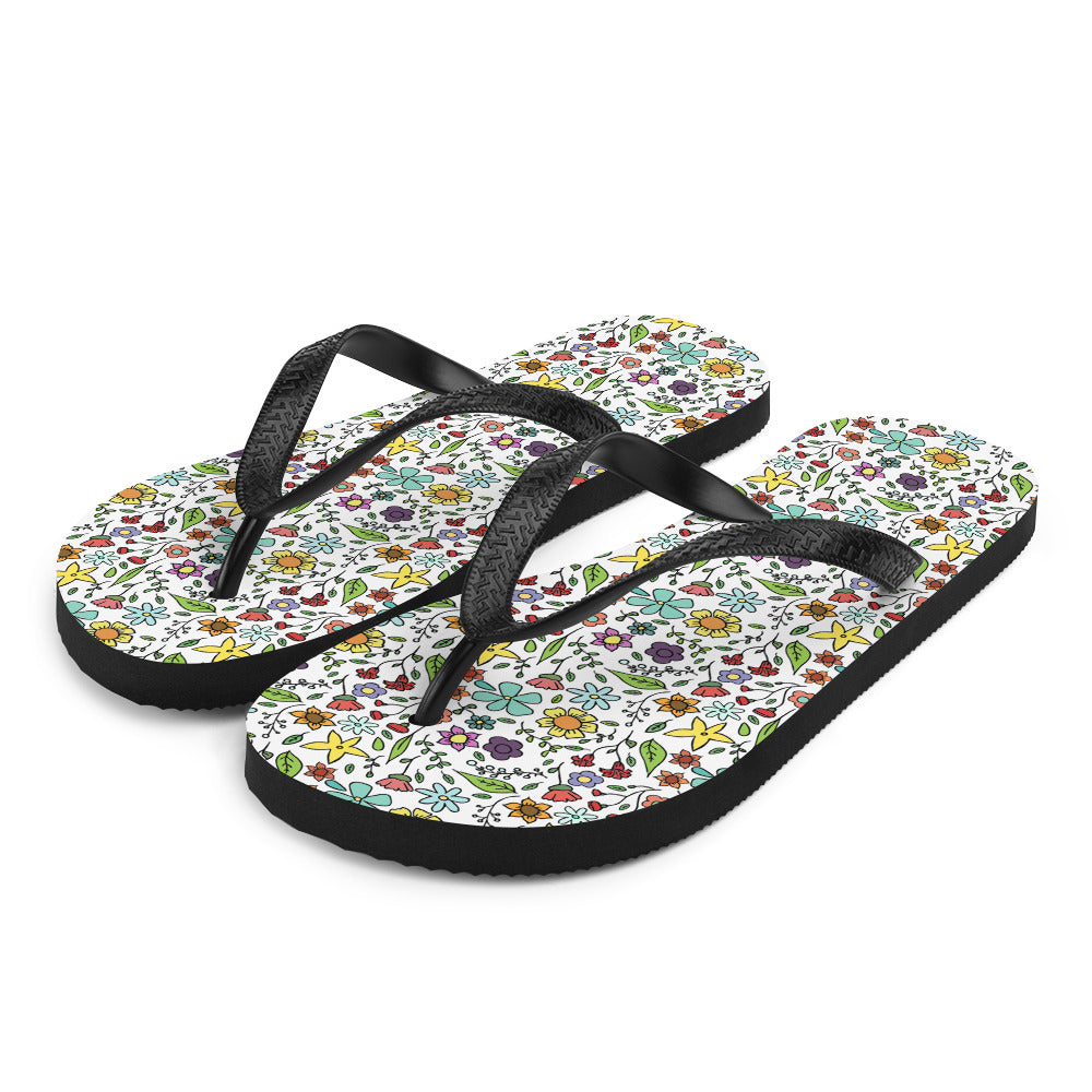 Colored Flowers Flip-Flops